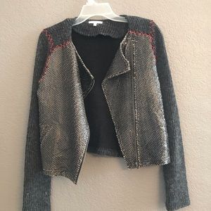 Faux Snake Skin/Wool Moto Jacket/Sweater
